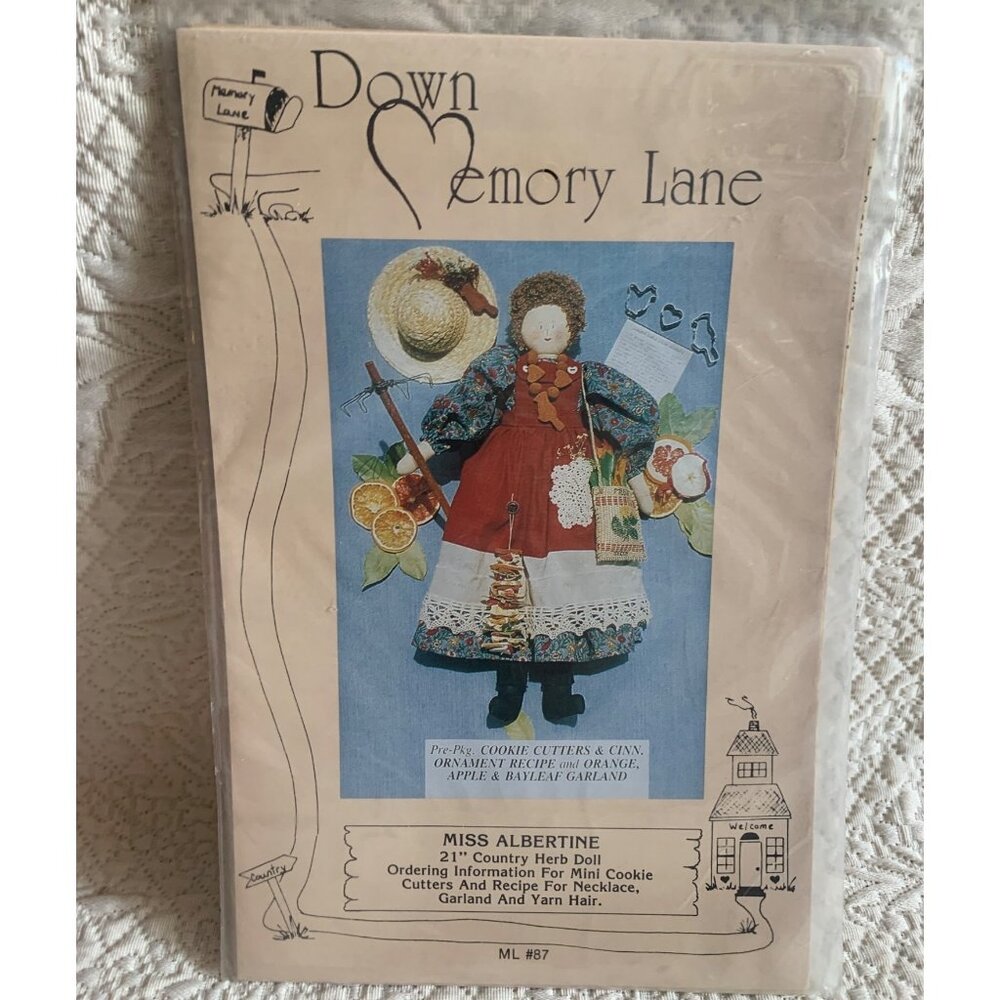 Down Memory Lane Miss Albertine 21" Country Herb Doll Sewing Pattern